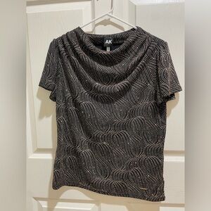 Anne Klein Black and Silver Swirl Top